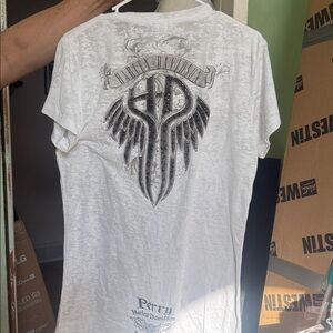 Harley-Davidson Cream Tee with Gray Graphic